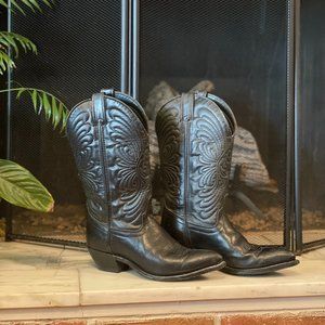 Vintage Black Leather Laredo Cowboy Boots Size 7 Women's